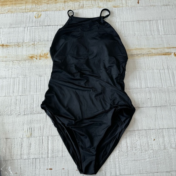 Andie Swim the‎ Asbury One Piece Swimsuit NWT size Large in Black High Neck - Picture 2 of 11